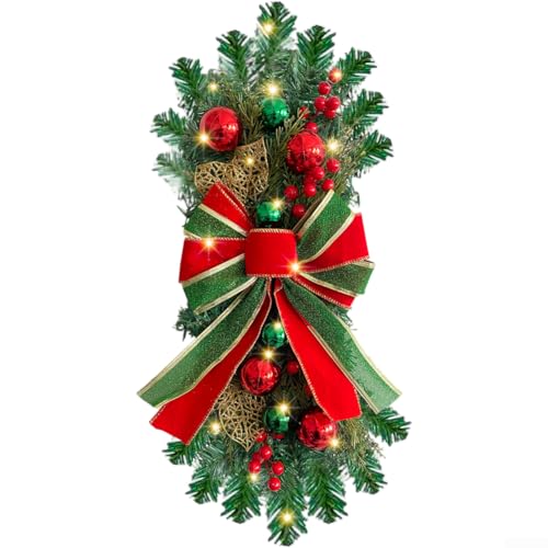 Umgekehrter Weihnachtsbaumkranz-Schleife für saisonale Treppen- und Flurdekorationen mit stabilem Draht und PVC-Materialien (A) von Springwillfly
