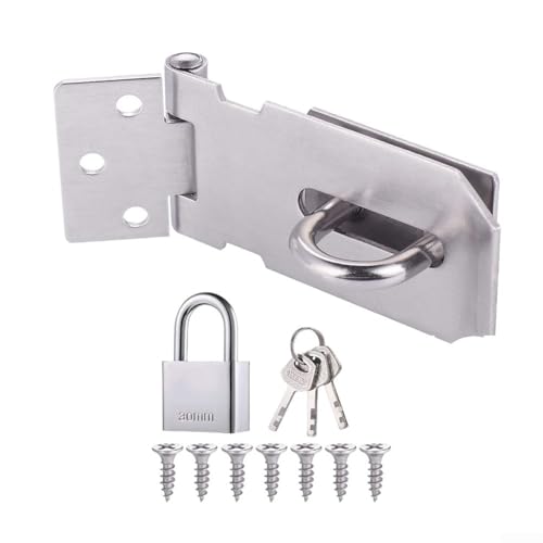 Vorhängeschloss Hasp Latch Lock Set zur Sicherung von Schränken und Toren, inklusive kompletter Hardware (10,2 cm 90°) von Springwillfly