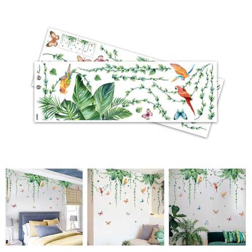 Wandsticker 2 Set mit Palmblatt Grün Pflanze Design, PVC Vinyl Material für Wanddekoration, Abnehmbar und lichtbeständig, geeignet für Wohnbereiche von Springwillfly