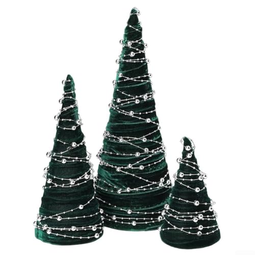 Weihnachtsbaumschmuck-Set aus Samt mit Paillettenverzierungen, geeignet für Tischplatte, Regale, Kaminsims und verschiedene Inneneinrichtungen (grün) von Springwillfly