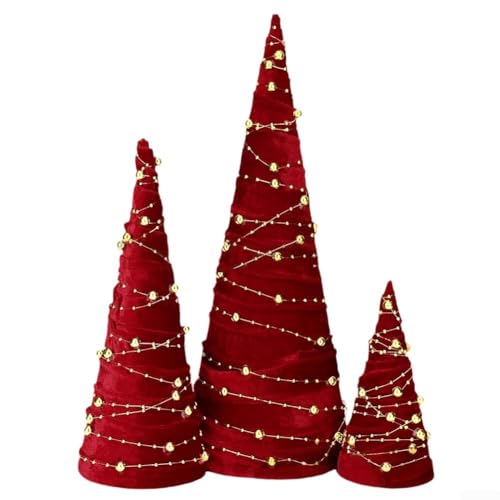 Weihnachtsbaumschmuck-Set aus Samt mit Paillettenverzierungen, geeignet für Tischplatte, Regale, Kaminsims und verschiedene Inneneinrichtungen (rot) von Springwillfly