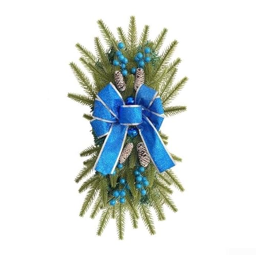 Weihnachtskranz mit Schleife, umgedreht, für Treppe und Flur, Urlaubsdekorationen mit starkem PVC und Stoffmaterialien (B) von Springwillfly
