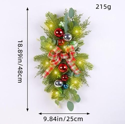 Weihnachtskranz mit Schleife, umgedreht, für Treppe und Flur, Urlaubsdekorationen mit starkem PVC und Stoffmaterialien (D) von Springwillfly