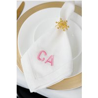 Besticktes Monogramm Dinner Servietten Set // Serviette, Benutzerdefinierte Leinen Hohlsaum Geschenk Für Sie von SprinkledWithPink