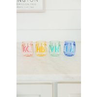 Monogrammiertes 14 Oz Farbiges Stammloses Weinglas | 4Er-Set von SprinkledWithPink