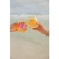 Monogrammiertes 14 Oz Farbiges Stammloses Weinglas | 4Er-Set von SprinkledWithPink