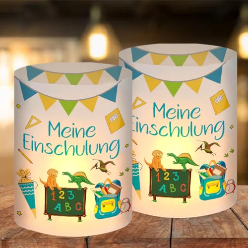 12 Windlicht Tischdeko Einschulung Junge, Meine Einschulung Tisch Deko, Windlichter Tischdeko Schulanfang Blau, Dinosaurier Mein Erster Schultag Deko Junge, Geeignet für Teelichter oder Kerzen 12 Windlicht Tischdeko Einschulung Junge, Meine Einschulung Tisch Deko, Windlichter Tischdeko Schulanfang Blau, Dinosaurier Mein Erster Schultag Deko Junge, Geeignet für Teelichter oder Kerzen von Sprinlot