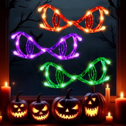 Halloween Deko Fenster 3 Stück LED Halloween Beleuchtung Fensterlichter mit Saugnapf Dämonenauge Halloweendeko Lichter Innenbeleuchtung für Halloweendeko Fensterdekoration von Sprinlot
