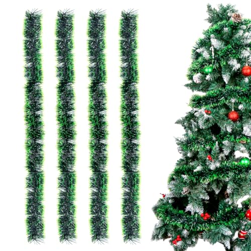 Sprinlot Gerlande Weinachten Grün, 4 Stück Lametta Girlande Grün, Christbaum Girlande, Weihnachtsgirlanden Glänzend, Weihnachtsbaumschmuck Girlanden von Sprinlot