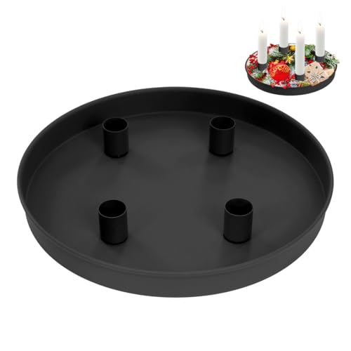 Sprinlot Metall Kerzentablett Schwarz, 23cm Metall Kerzenständer mit 4 Magnetischen Haltern, Kerzenhalter Adventskranz Schwarz A34-1 Sprinlot Metall Kerzentablett Schwarz, 23cm Metall Kerzenständer mit 4 Magnetischen Haltern, Kerzenhalter Adventskranz Schwarz A34-1 von Sprinlot