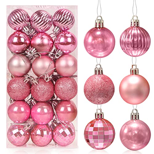 Weihnachtskugeln Rosa 36 Stück, Christbaumkugeln Kunststoff 4cm, Weihnachtsbaum Kugeln, Weihnachtskugeln Baumschmuck Ornamente, Christbaumkugeln Set für Party Weihnachtsschmuck von Sprinlot