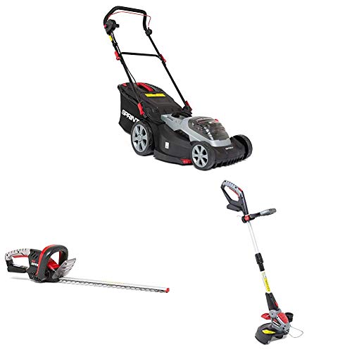 Sprint 2x18V (36V) Lithium-Ionen 44 cm Akku-Rasenmäher 440P18V 18V Lithium Ionen Heckenschere. Nur Gehäuse 18HT, 51cm Klingen 18V Lithium-Ionen Rasentrimmer von Sprint