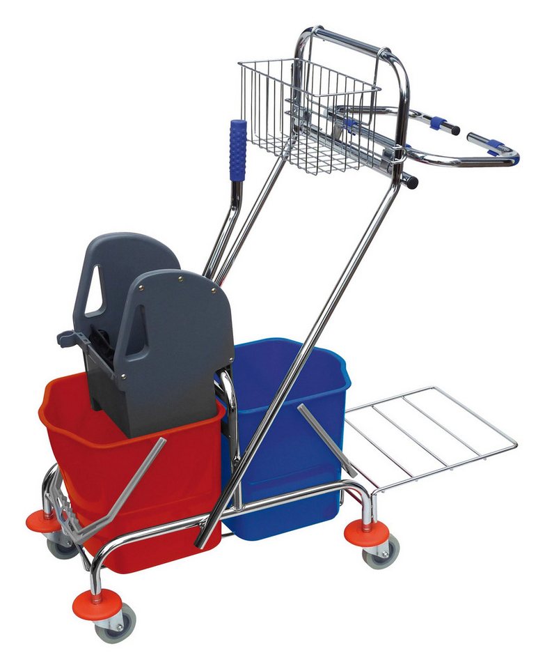 Sprintus Putzwagen, Doppelfahreimer chrom 2 x 17l mit Presse von Sprintus