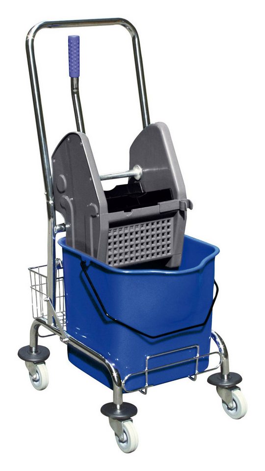 Sprintus Putzwagen, Einfachfahreimer chrom 1 x 27l mit Presse von Sprintus