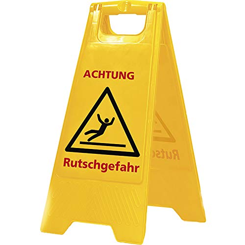 Warnschild Achtung Rutschgefahr Schriftzug B 300xH 570mm signalgelb/schwarz/rot von Sprintus