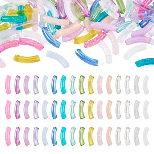 Spritewelry 160 Stück transparente Acrylröhrenperlen, grobe Bambusperlen, gebogen, für DIY-Armbänder, Armreifen, Halsketten, Schmuckherstellung von Spritewelry