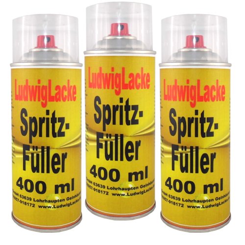 LudwigLacke 3 Spraydosen Spritzspachtel Spritzfüller Grundierung für Autolack grau von LudwigLacke
