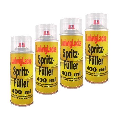 LudwigLacke 4 Spraydosen Spritzspachtel Spritzfüller Grundierung für Autolack grau von LudwigLacke