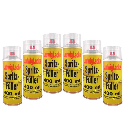 Ludwiglacke 6 Spraydosen Spritzspachtel Spritzfüller Grundierung für Autolack grau je 400 ml von Spritzfüller Spritzspachtel