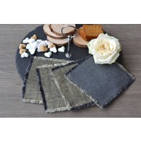 Satz Von 4 Leinen Untersetzer/Doppelseitig Cocktail Serviette Double Tasse Tisch Bettwäsche Stoff Tischdekoration Kaffee von SproutLinen