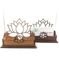 Visitenkartenhalter Für Schreibtisch, Walnuss Lotus Blume - Schreibtisch Kartenhalter Florales Mandala Geschenk Büro von SproutingExpressions