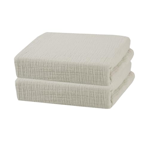 2-Pack sproutling® Premium Baby Musselin Bettlaken für Beistellbetten | Atmungsaktiv & schweißfrei | In Portugal produziert | 100% Bio-Baumwolle GOTS (Beige, 50x89cm) von Sproutling