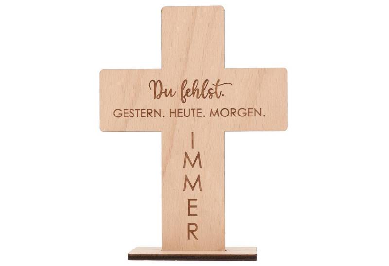 Spruchreif® Dekoobjekt Holzkreuz mit Gravur, Christliche Geschenk, Trauergeschenk von Spruchreif®