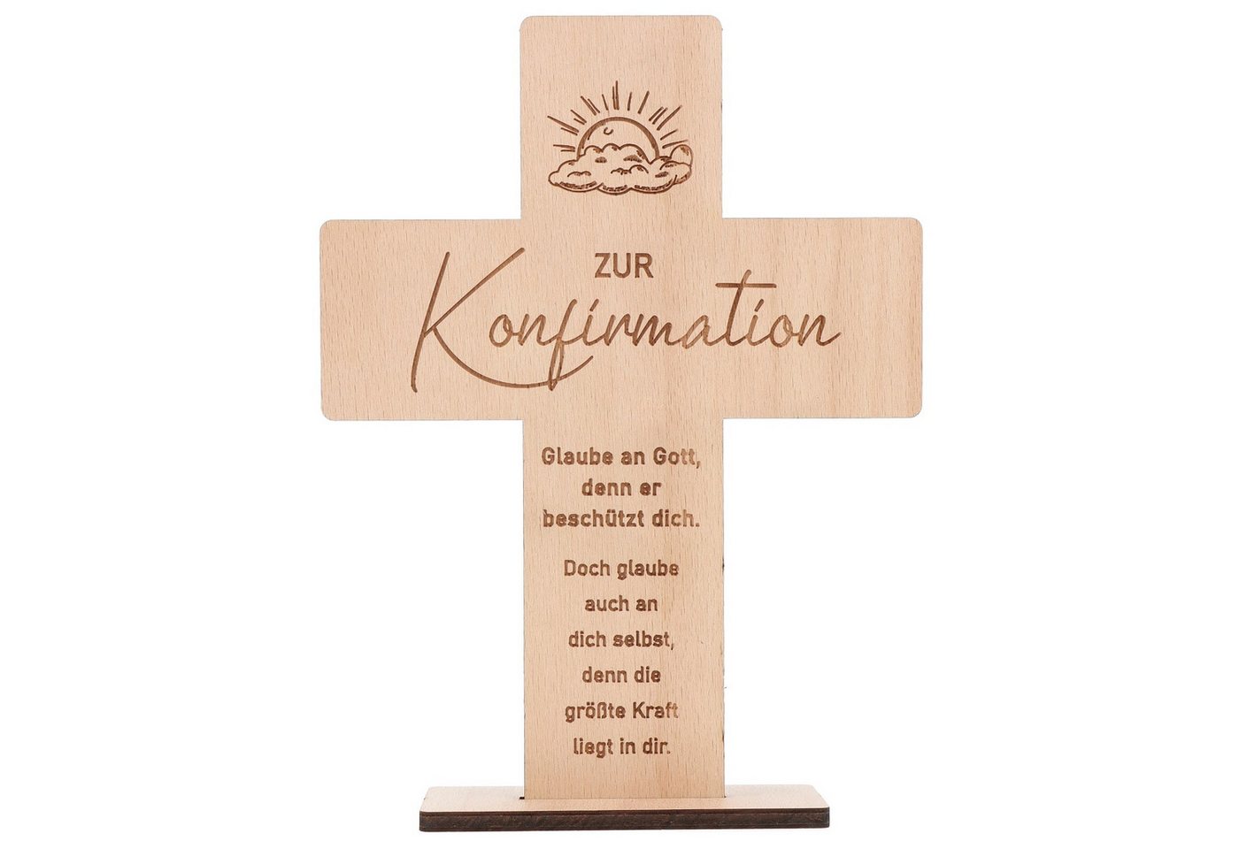 Spruchreif® Dekoobjekt Holzkreuz mit Gravur – Geschenk zur Konfirmation, Kommunion & Taufe von Spruchreif®