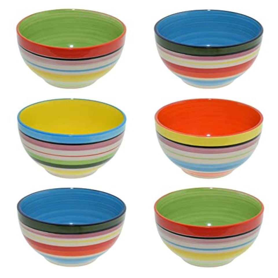 Spruchreif® Dekoschüssel Schalen Set 6 teilig 650ml · Müslischalen Set · Schüsseln bunt · Obstschale Suppenschüssel Salatschale Eisschale Ramenbowl · Bunte Schalen · Schüssel aus Keramik · Steinzeug Keramik Schüssel von Spruchreif®