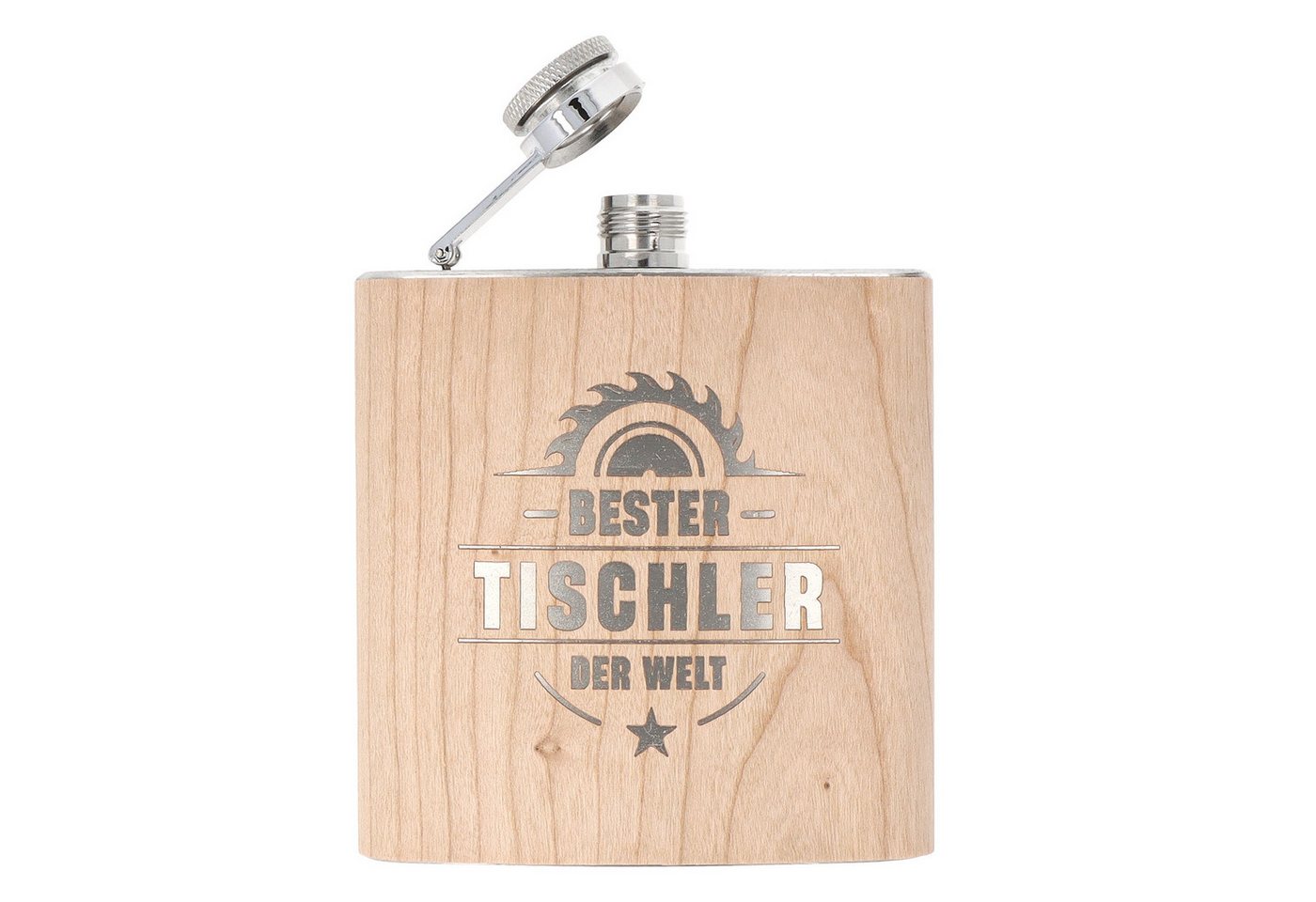 Spruchreif® Flachmann Holz- Flachmann aus Edelstahl mit Gravur, Geschenkidee Handwerker von Spruchreif®