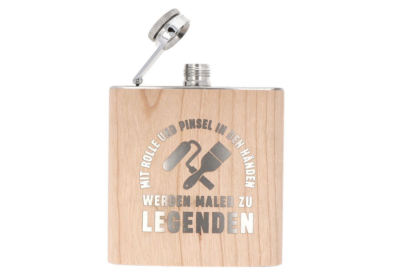 Spruchreif® Flachmann Holz- Flachmann aus Edelstahl mit Gravur, Geschenkidee Handwerker von Spruchreif®