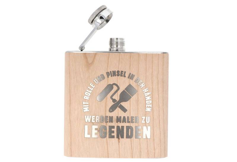 Spruchreif® Flachmann Holz- Flachmann aus Edelstahl mit Gravur, Geschenkidee Handwerker von Spruchreif®