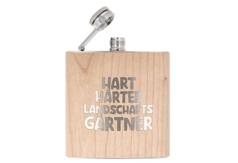 Spruchreif® Flachmann Holz- Flachmann aus Edelstahl mit Gravur, Geschenkidee Handwerker von Spruchreif®