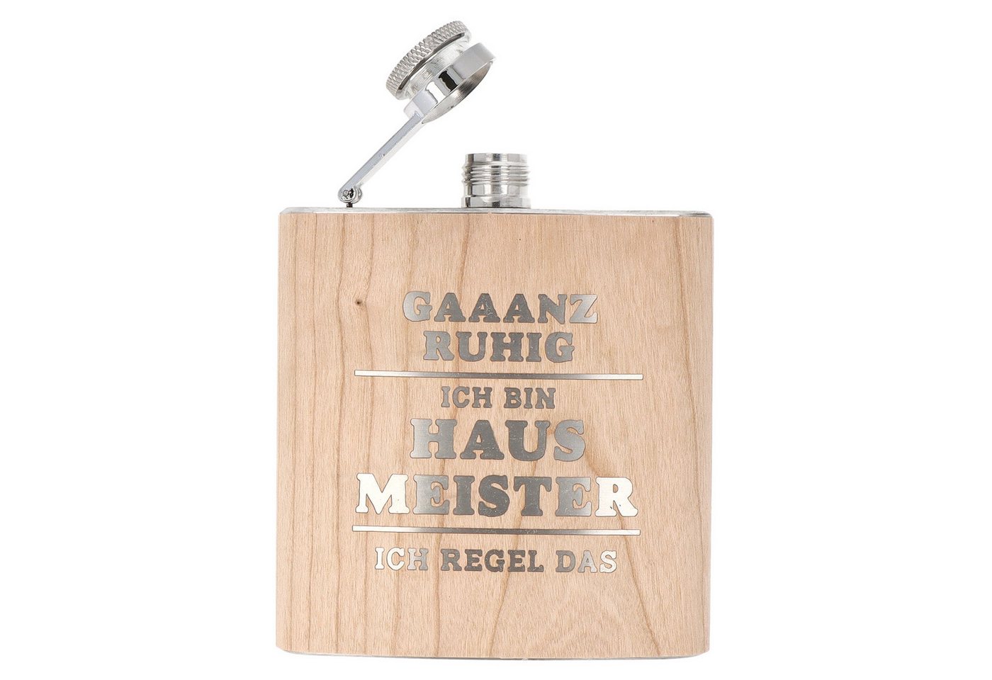 Spruchreif® Flachmann Holz- Flachmann aus Edelstahl mit Gravur, Geschenkidee Handwerker von Spruchreif®