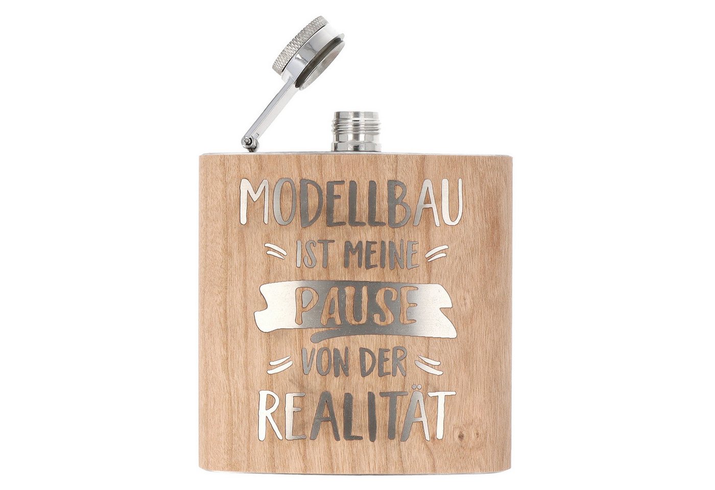 Spruchreif® Flachmann Holz- Flachmann aus Edelstahl mit Gravur, Geschenkidee Handwerker von Spruchreif®