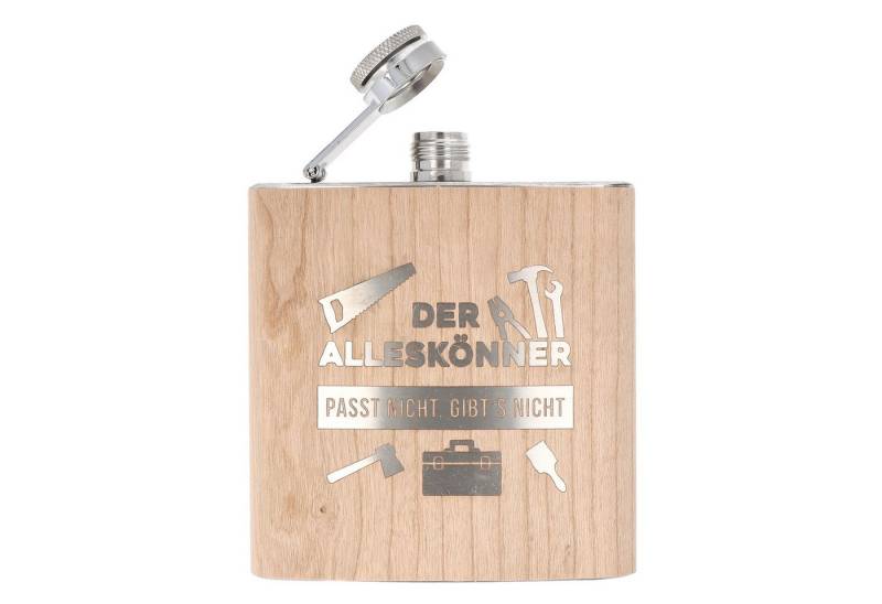 Spruchreif® Flachmann Holz- Flachmann aus Edelstahl mit Gravur, Geschenkidee Handwerker von Spruchreif®
