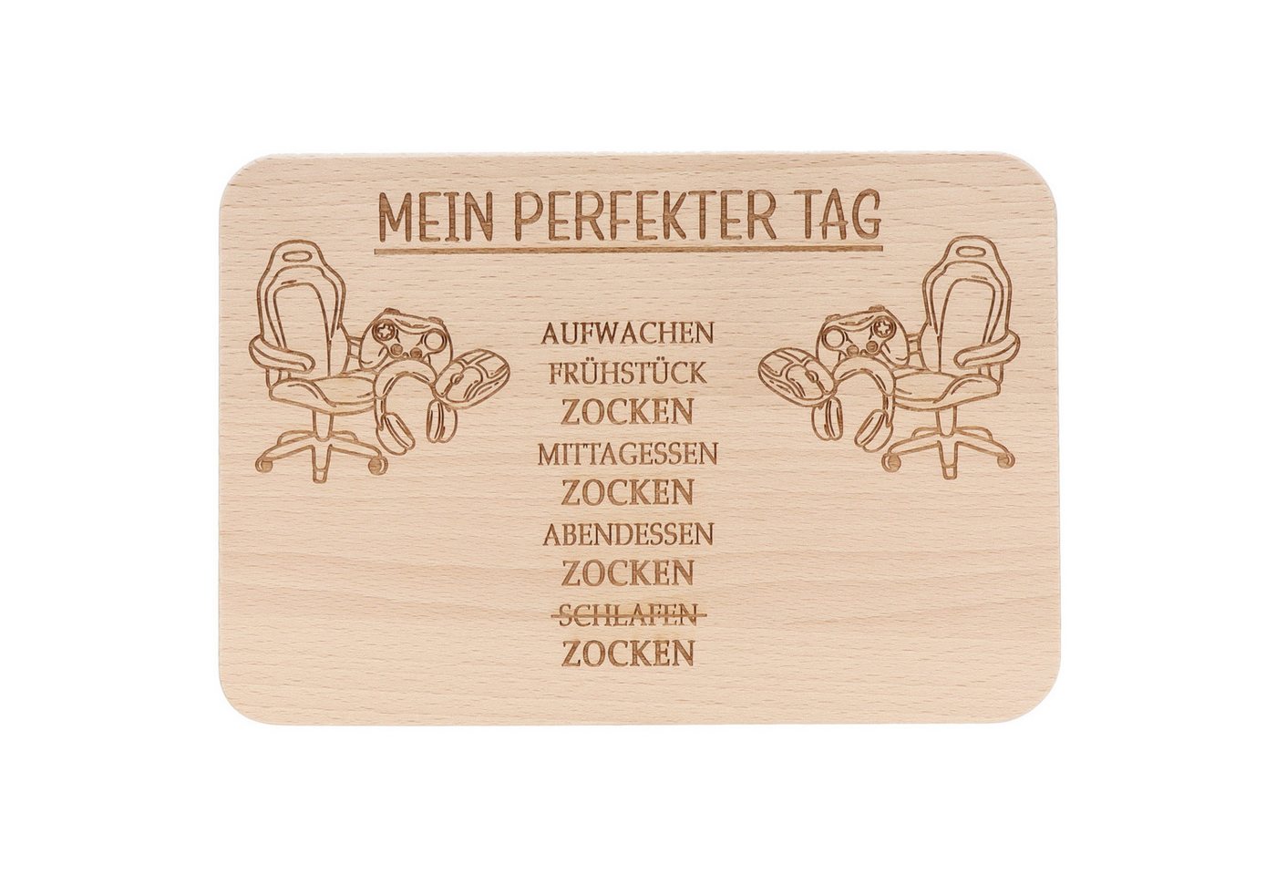 Spruchreif® Frühstücksbrett Holz-Frühstücksbrettchen · Brotzeitbrett mit Gravur · Geschenk Hobby von Spruchreif®