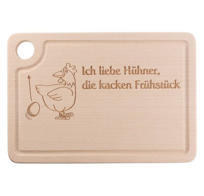 Spruchreif® Frühstücksbrett Holz-Schneidebrett mit Gravur und Griffloch, Brett mit Eierhalter von Spruchreif®