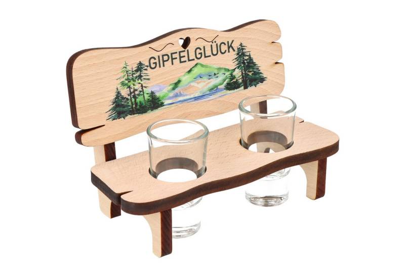 Spruchreif® Schnapsglas Schnapsbank mit Farbdruck und 2 Gläsern, Geschenk für Wanderer von Spruchreif®