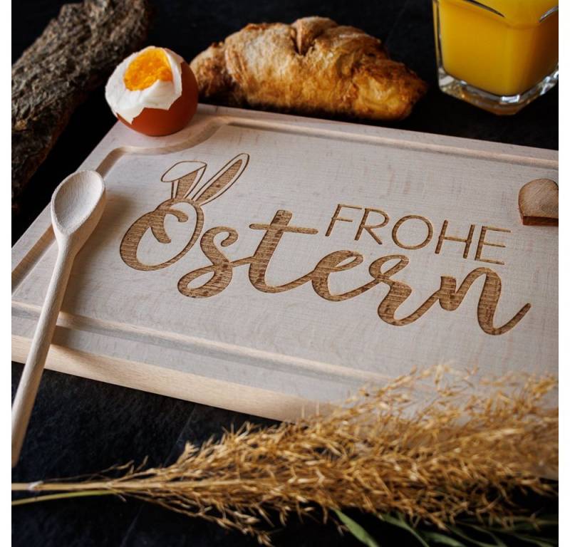 Spruchreif® Schneidebrett Schneidebrett aus Holz mit Eierhalter, Holzbrett mit Gravur von Spruchreif®