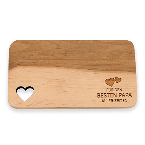 Spruchreif | Frühstücksbrettchen mit Gravur „Bester Papa aller Zeiten“ – Holzbrettchen mit Herzausschnitt | Perfekte Geschenkidee für Papa & Vatertag von Spruchreif