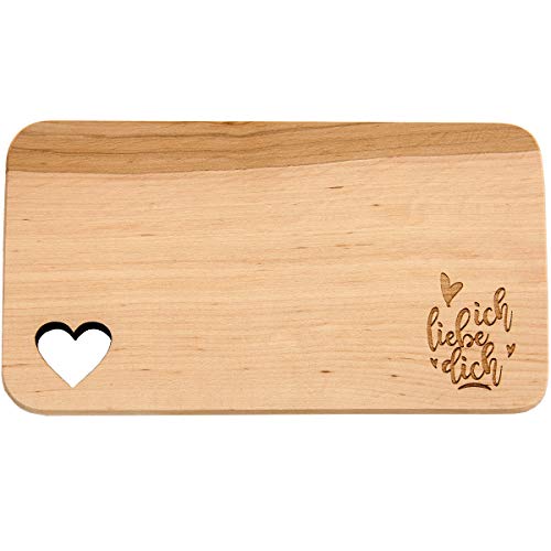Spruchreif · Frückstücksbrettchen mit Gravur · Frühstücksbrettchen aus Holz · Brotbrett mit Herzausschnitt · Geschenk für Paare · Liebe · Hochzeit · Valentinstag · Jahrestag · Muttertag von Spruchreif
