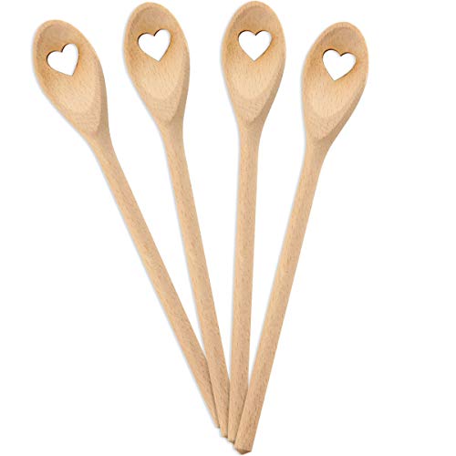 Spruchreif · Gourmetlöffel aus Holz · 4er Set Mini Holzlöffel · Motiv Herz · Mini Löffel als Deko Idee · Geschenkanhänger · Holzdeko · Geschenkidee Weihnachten von Spruchreif