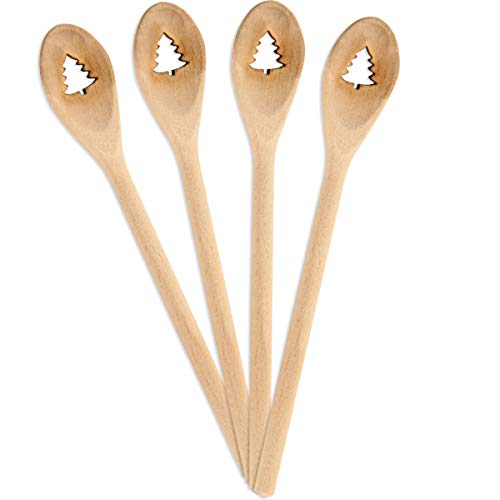 Spruchreif · Gourmetlöffel aus Holz · 4er Set Mini Holzlöffel · Motiv Tannenbaum · Mini Löffel als Deko Idee · Geschenkanhänger · Holzdeko · Geschenkidee Weihnachten. von Spruchreif