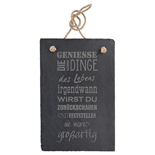 Spruchreif · Schiefer Tafel mit Gravur · Türschild · Schieferschild mit Juteband · Dekoschild aus Schiefer zum Aufhängen · Geschenkidee für Familie und Freunde von Spruchreif