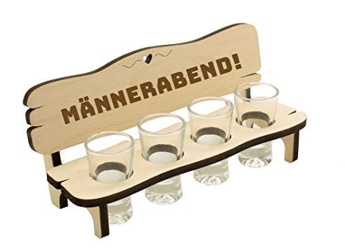 Spruchreif · Schnapsbank mit Gravur · Schnapsbank aus Holz · Schnapslatte mit 4 Gläsern · Geschenk Schnaps · Geschenke für Männer · Männerabend · Männergeschenke von Spruchreif