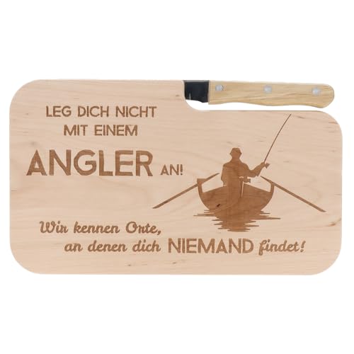 Spruchreif | Brotzeitbrett mit Messer "Leg dich nicht mit einem Angler an..." – Graviertes Holzbrett mit Angel-Motiv | Witziges Geschenk für Angler & Fischliebhaber Spruchreif | Brotzeitbrett mit Messer "Leg dich nicht mit einem Angler an..." – Graviertes Holzbrett mit Angel-Motiv | Witziges Geschenk für Angler & Fischliebhaber von Spruchreif