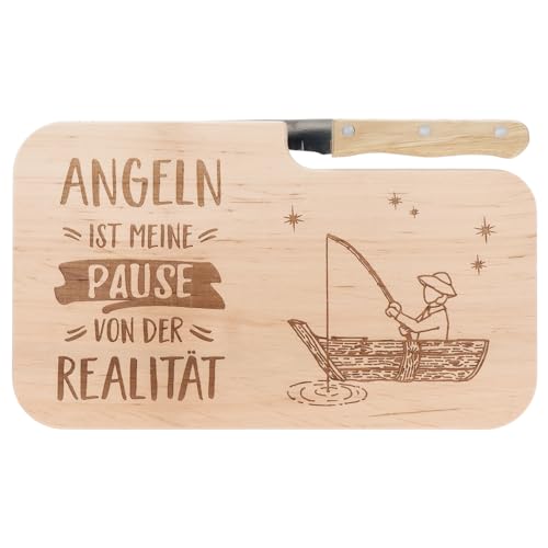 Spruchreif | Brotzeitbrett mit Messer "Angeln ist meine Pause" – Graviertes Holzbrett mit Angel-Motiv | Lustiges Geschenk für Angler & Naturfreunde Spruchreif | Brotzeitbrett mit Messer "Angeln ist meine Pause" – Graviertes Holzbrett mit Angel-Motiv | Lustiges Geschenk für Angler & Naturfreunde von Spruchreif