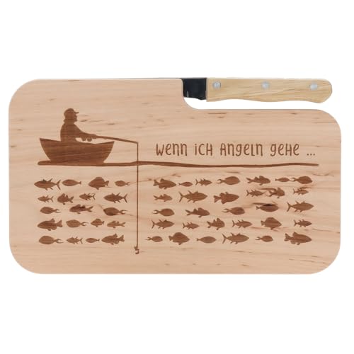 Spruchreif | Brotzeitbrett mit Messer "Wenn ich angeln gehe…" – Graviertes Holzbrett mit Angel-Motiv | Lustiges Geschenk für Angler & Outdoor-Fans Spruchreif | Brotzeitbrett mit Messer "Wenn ich angeln gehe…" – Graviertes Holzbrett mit Angel-Motiv | Lustiges Geschenk für Angler & Outdoor-Fans von Spruchreif