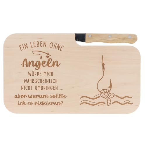 Spruchreif | Brotzeitbrett mit Messer "Ein Leben ohne Angeln ist möglich, aber sinnlos" – Graviertes Holzbrett mit Angel-Motiv | Lustiges Geschenk für Angler & Naturfreunde Spruchreif | Brotzeitbrett mit Messer "Ein Leben ohne Angeln ist möglich, aber sinnlos" – Graviertes Holzbrett mit Angel-Motiv | Lustiges Geschenk für Angler & Naturfreunde von Spruchreif